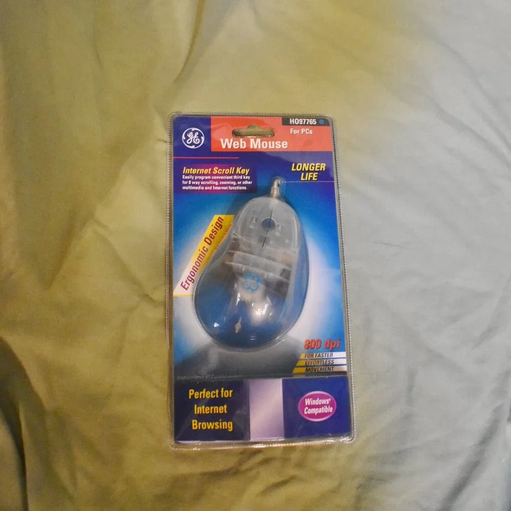 GE Web Mouse Clear Ergonomic 800 DPI Track Ball Mouse H097765 New Sealed
